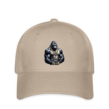 Gorilla mit Goldkette - Flexfit Cap - Khaki - Vorne