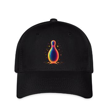 Retro Bowling Pin - Flexfit Cap - Schwarz - Vorne