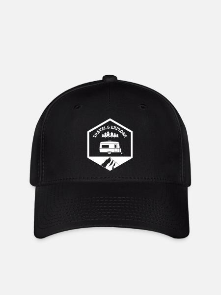 Caravan travel and explore white - Flexfit Cap - black