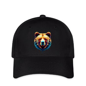 Polygonaler Bär - Flexfit Cap - Schwarz - Vorne