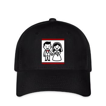 Ehepaar Hochzeit - Flexfit Cap - Schwarz - Vorne