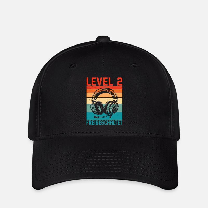 2nd Birthday Boy Gamer Level 2 Unlocked - Flexfit Cap - black