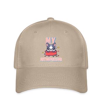Mein Antidepressor Französischer Bulldoggen-Geschenk-Humor - Flexfit Cap - Khaki - Vorne