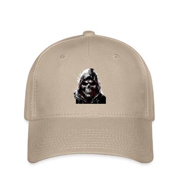 Dunkler Totenkopf mit Kapuze Gothic Art - Flexfit Cap - Khaki - Vorne