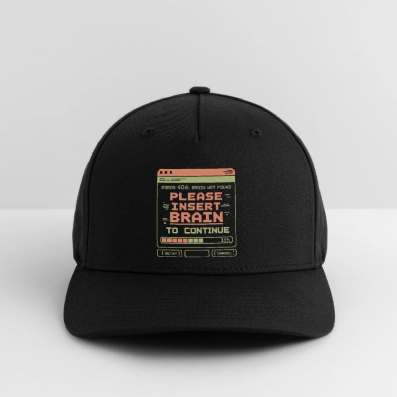 Error 404 Brain Not Found Pixel Design Flexfit Cap