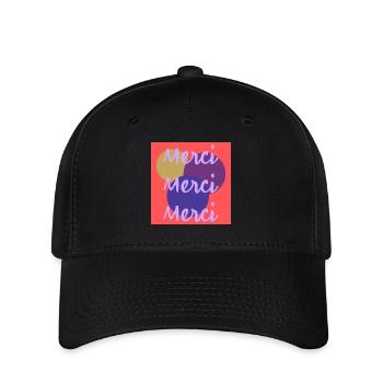 MERCI. THANKS. THANK YOU. ANNIVERSAIRE. NAISSANCE. - Casquette Flexfit - noir - Devant