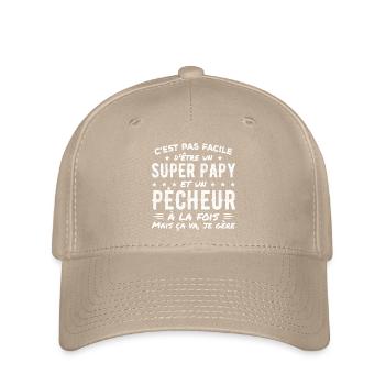 Super-Opa und Fischer-Geschenk - Flexfit Cap - Khaki - Vorne