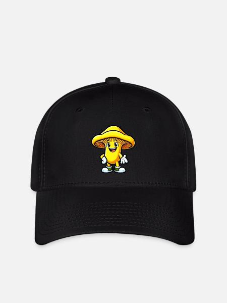 Pfifferling-Maskottchen - Flexfit Cap - Schwarz