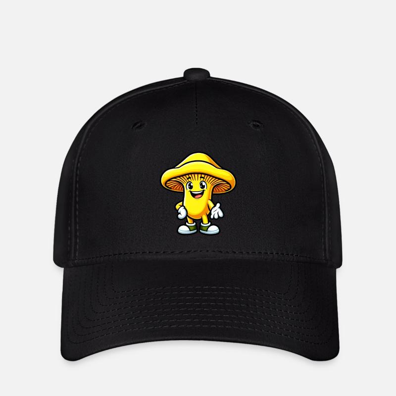 Pfifferling-Maskottchen - Flexfit Cap - Schwarz