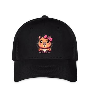 Cute Capybara Pink Bow Capybara - Flexfit Cap - black - Front