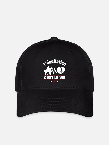 l équitation c est la vie,Cheval,Poney,Sport - Casquette Flexfit - noir