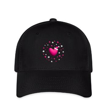 Pinkes Nikolaus und Weihnachtsherz. - Flexfit Cap - Schwarz - Vorne