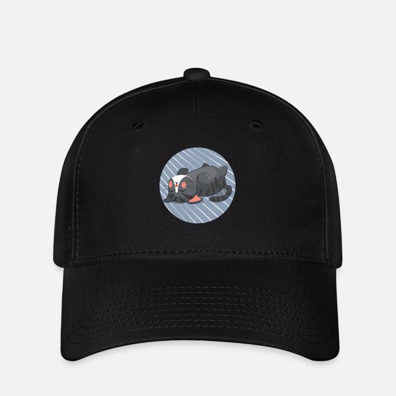 Chat endormi - Casquette Flexfit - noir