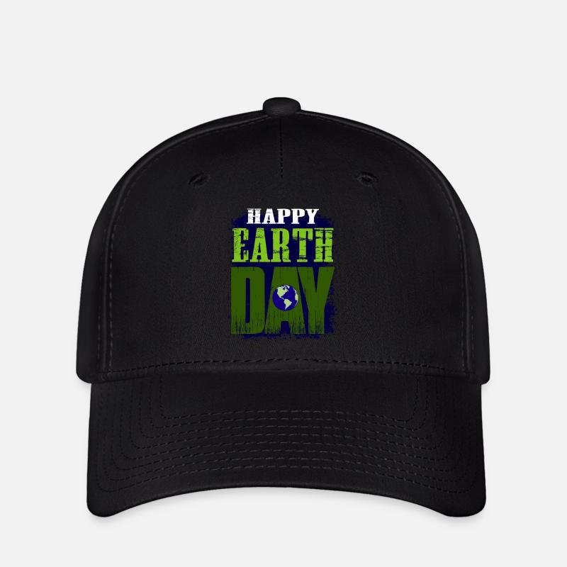 HAPPY EARTH DAY Motivationsdesign - Flexfit Cap - Schwarz
