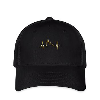 Köln Herzschlag Skyline Kölner Dom Herz Gold Kölle - Flexfit Cap - Schwarz - Vorne