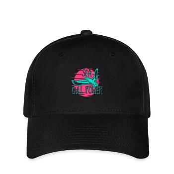 Sea Gull Power Neon Retro Möwen-Grafik - Flexfit Cap - Schwarz - Vorne