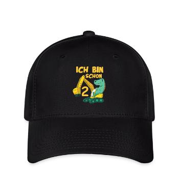 Dinosaurier Dino Geburtstag Bagger - Flexfit Cap - Schwarz - Vorne