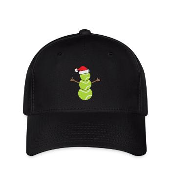 Christmas Snowman Tennis Santa Hat - Flexfit Cap - black - Front
