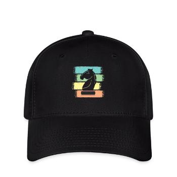 Schach Pferd Schachfiguren Retro - Flexfit Cap - Schwarz - Vorne