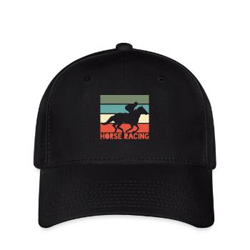 Pferderennen Rennreiter Jockey Retro - Flexfit Cap - Schwarz - Vorne