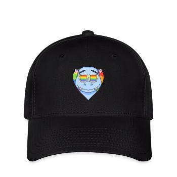 LGBT Animal Hippo Rainbow Heart - Flexfit Cap - black - Front