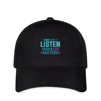 Purple Teal Ribbon J’ai le temps d’écouter - Casquette Flexfit - noir - Devant