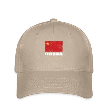 Drapeau de Chine Grunge Drapeau de Chine - Casquette Flexfit - kaki - Devant
