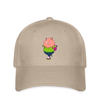 Schwein Rollschuhfahren Rollschuhe - Flexfit Cap - Khaki - Vorne