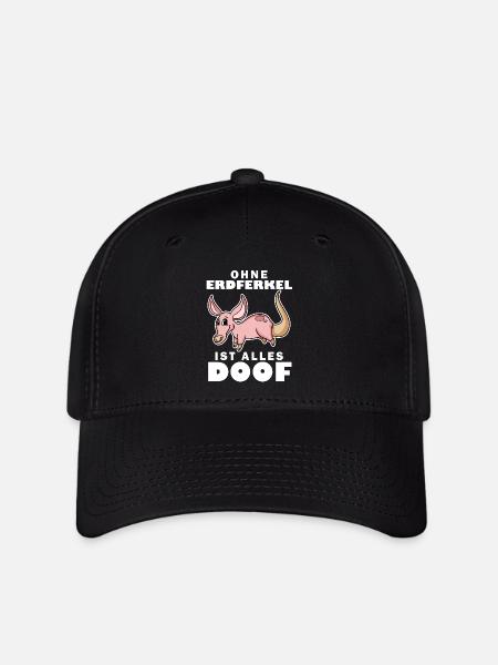 Erdferkel Motiv mit Spruch - Flexfit Cap - Schwarz