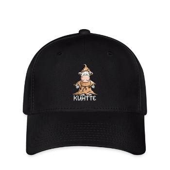 Kuh mit Mönch Kutte I KUHtte Wortspiel - Flexfit Cap - Schwarz - Vorne