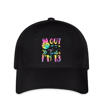 Peace Out Twelve I'm 13 | Tie Dye Themed - Flexfit Cap - Schwarz - Vorne