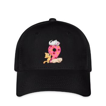 Chaton de 9e anniversaire | Chemise d’anniversaire de chat | - Casquette Flexfit - noir - Devant