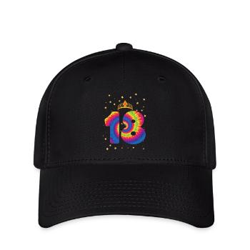 18e anniversaire Krone | Anniversaire sur le thème de Tie Dye - Casquette Flexfit - noir - Devant