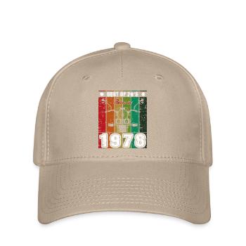 Best Of 70's Geboren 1978 Klassisches Motorrad - Flexfit Cap - Khaki - Vorne