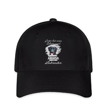 Schwarzer Labrador Schutzengel Spruch - Flexfit Cap - Schwarz - Vorne