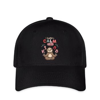 Yoga, Yoga-Faultier, Yoga-Sloth, Keep-Calm, Spruch - Flexfit Cap - Schwarz - Vorne