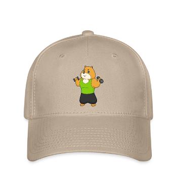 Hamster Bodybuilder Hanteln Bodybuilding - Flexfit Cap - Khaki - Vorne