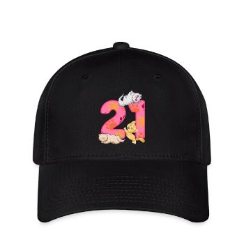 Chaton 21e anniversaire | Chemise d’anniversaire de chat - Casquette Flexfit - noir - Devant
