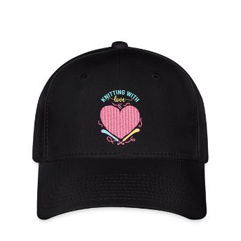 Knitting Love Heart – Stricken mit Liebe - Flexfit Cap - black - Front