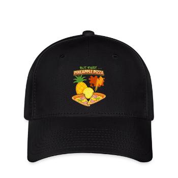 Ananas-Pizza, Pineapple-Pizza, Pizza-Hawaii Spruch - Flexfit Cap - Schwarz - Vorne