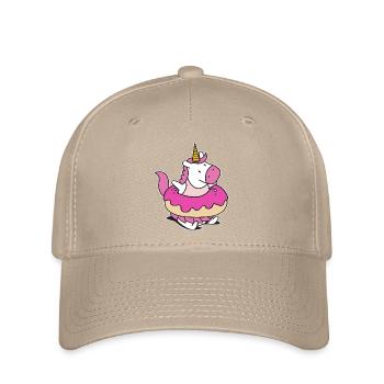 Regenbogen Einhorn Schwimmer Floaty Donut - Flexfit Cap - Khaki - Vorne