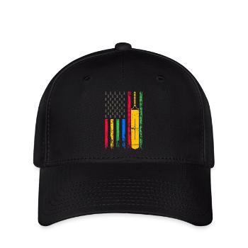 Amerikanische Sportflagge - Flexfit Cap - Schwarz - Vorne
