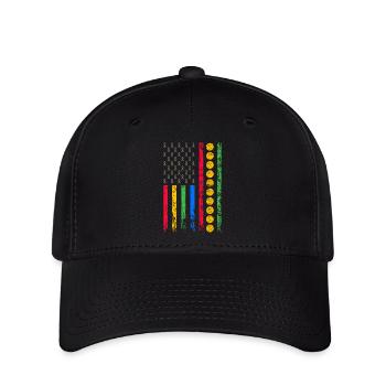Amerikanische Sportfahne - Flexfit Cap - Schwarz - Vorne