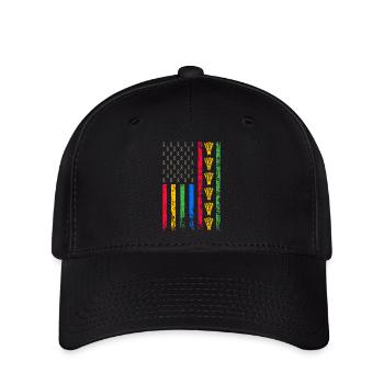 Amerikanische Sportflagge - Flexfit Cap - Schwarz - Vorne
