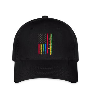 Amerikanische Sportflagge - Flexfit Cap - Schwarz - Vorne