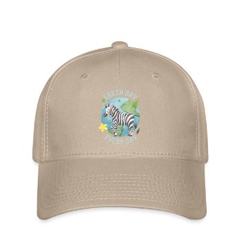 Earth Day Every Day, Spruch mit Zebra Umweltschutz - Flexfit Cap - Khaki - Vorne