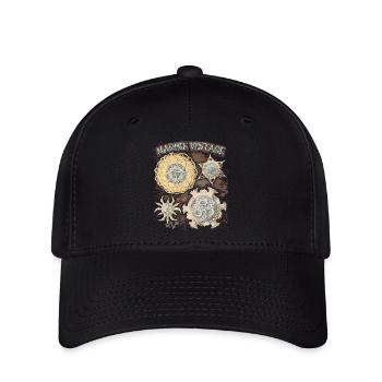 Vintage Ocean, étoile de mer botanique, mandala antique - Casquette Flexfit - noir - Devant