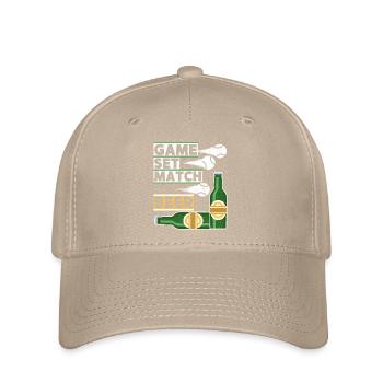 Tennis Spruch Game-Set-Match, Bier lustiger Spruch - Flexfit Cap - Khaki - Vorne