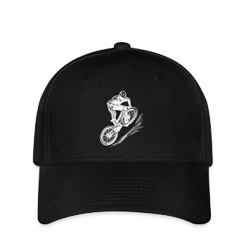 Mountainbiker mit Downhill Bike - Flexfit Cap - Schwarz - Vorne