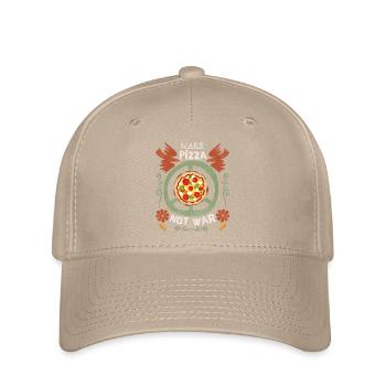 Friedenssymbol Friedenszeichen Pizza-Spruch No-War - Flexfit Cap - Khaki - Vorne